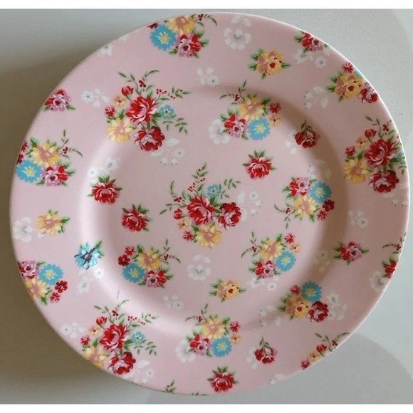 Set of 4 Grace's Teaware Pink Floral Design 8" Salad Dessert Plates New Cottage - Picture 2 of 4
